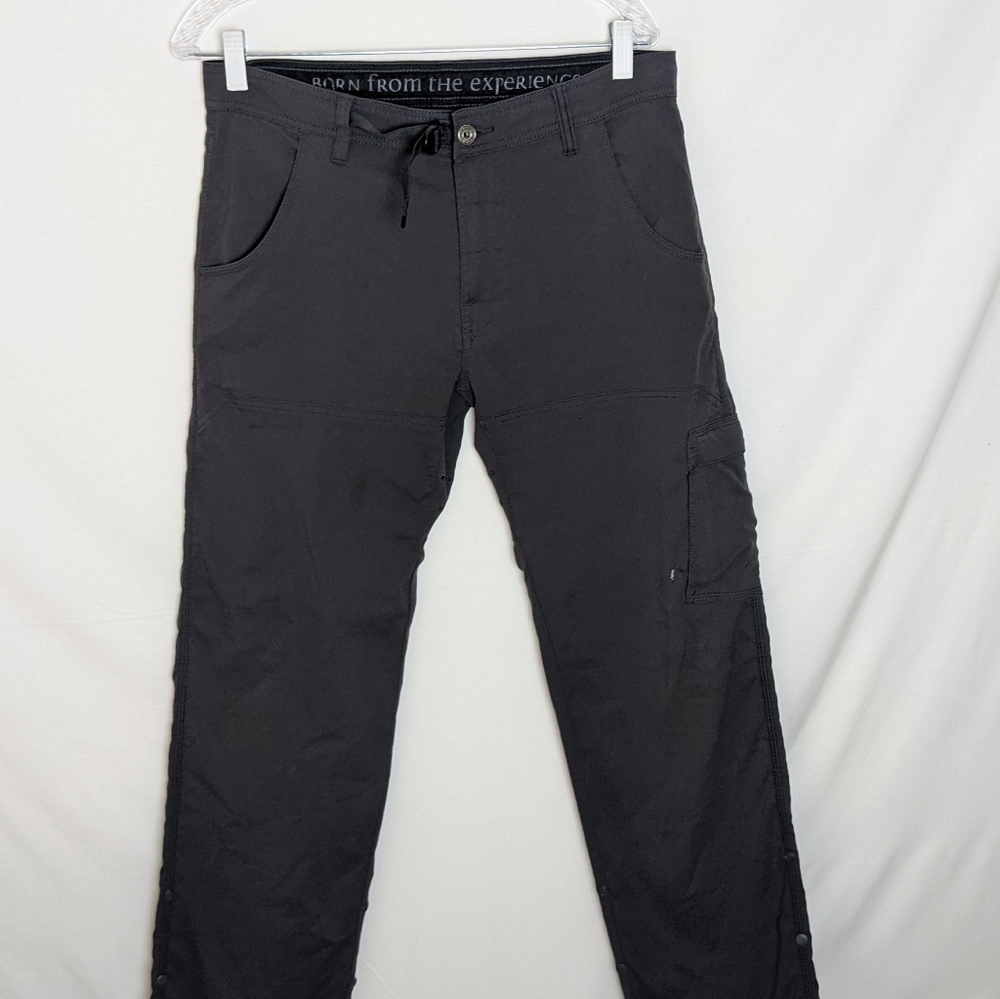 Prana Stretch Zion Pants Gray 32x32 Fishing Cargo Breathable Packable Hiking